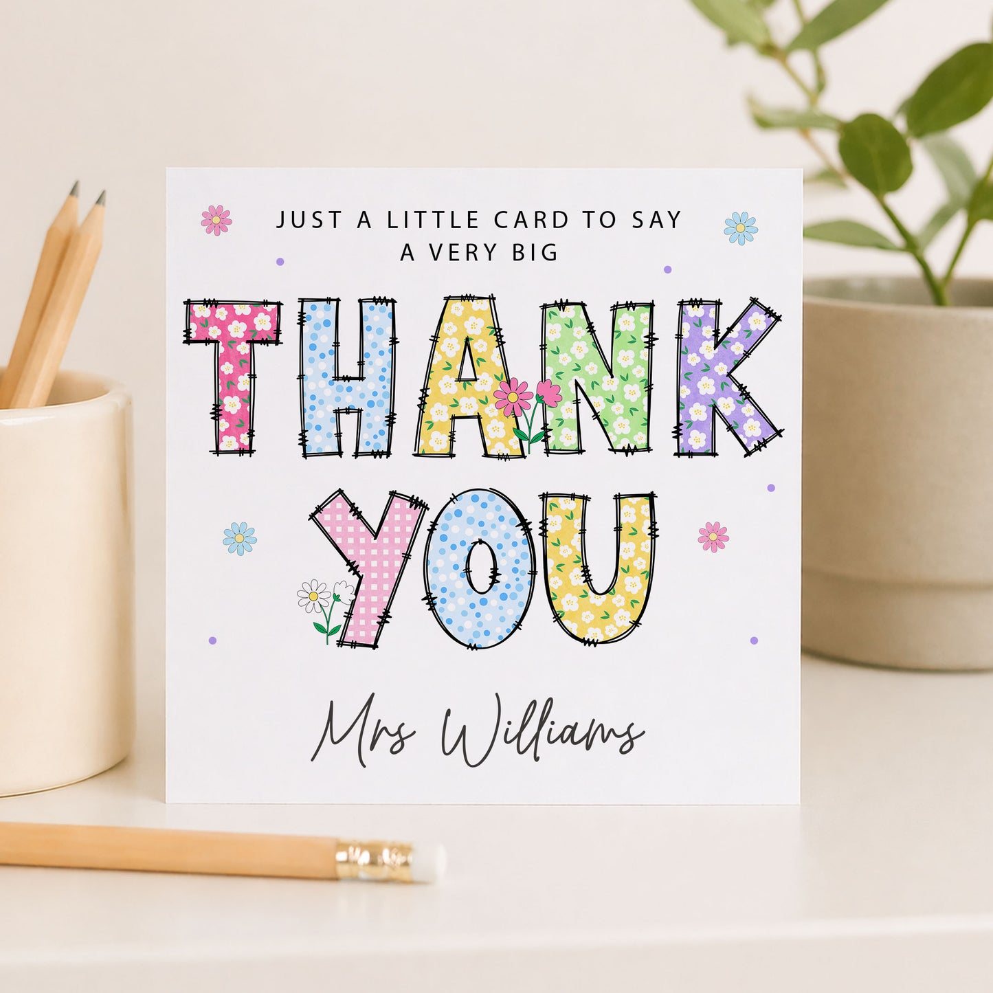 Colourful Thank You Card for Teacher Personalised