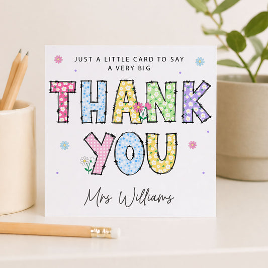 Colourful Thank You Card for Teacher Personalised