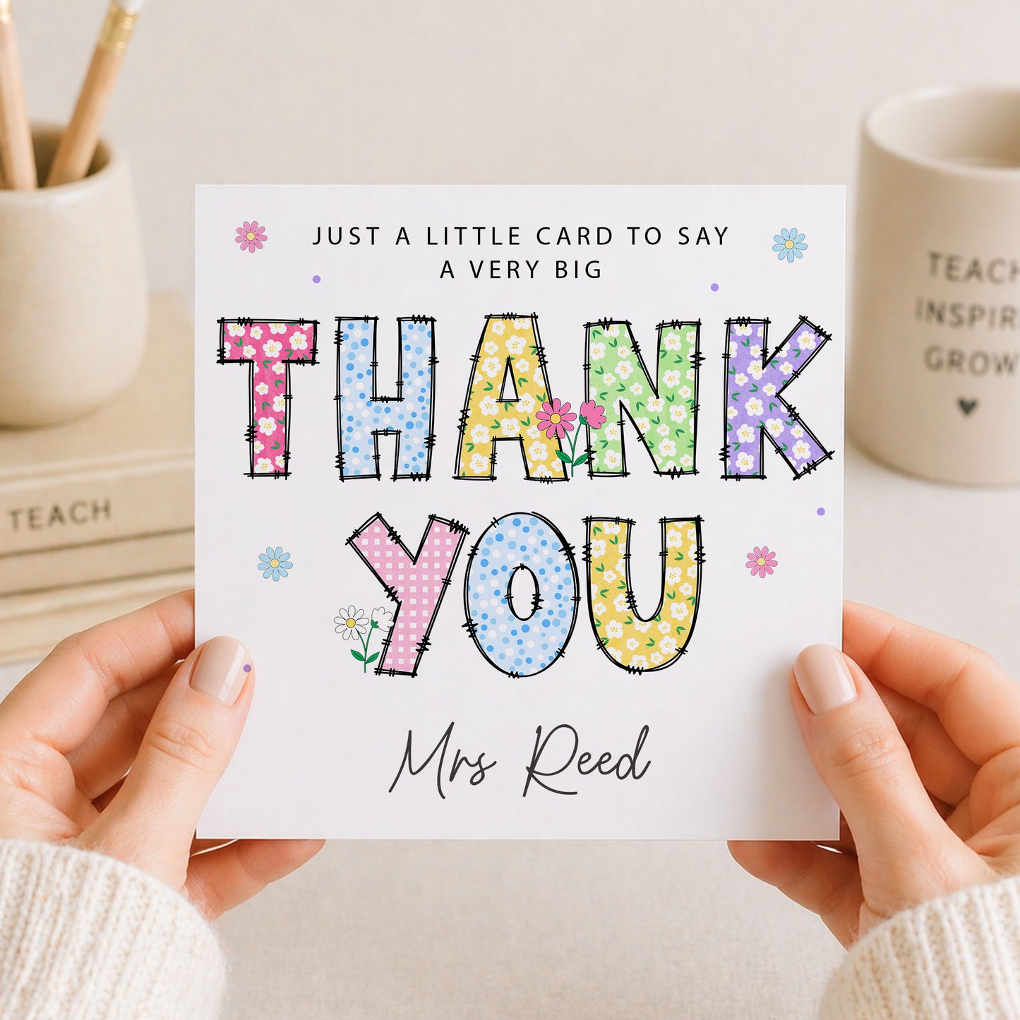 Colourful Thank You Card for Teacher Personalised