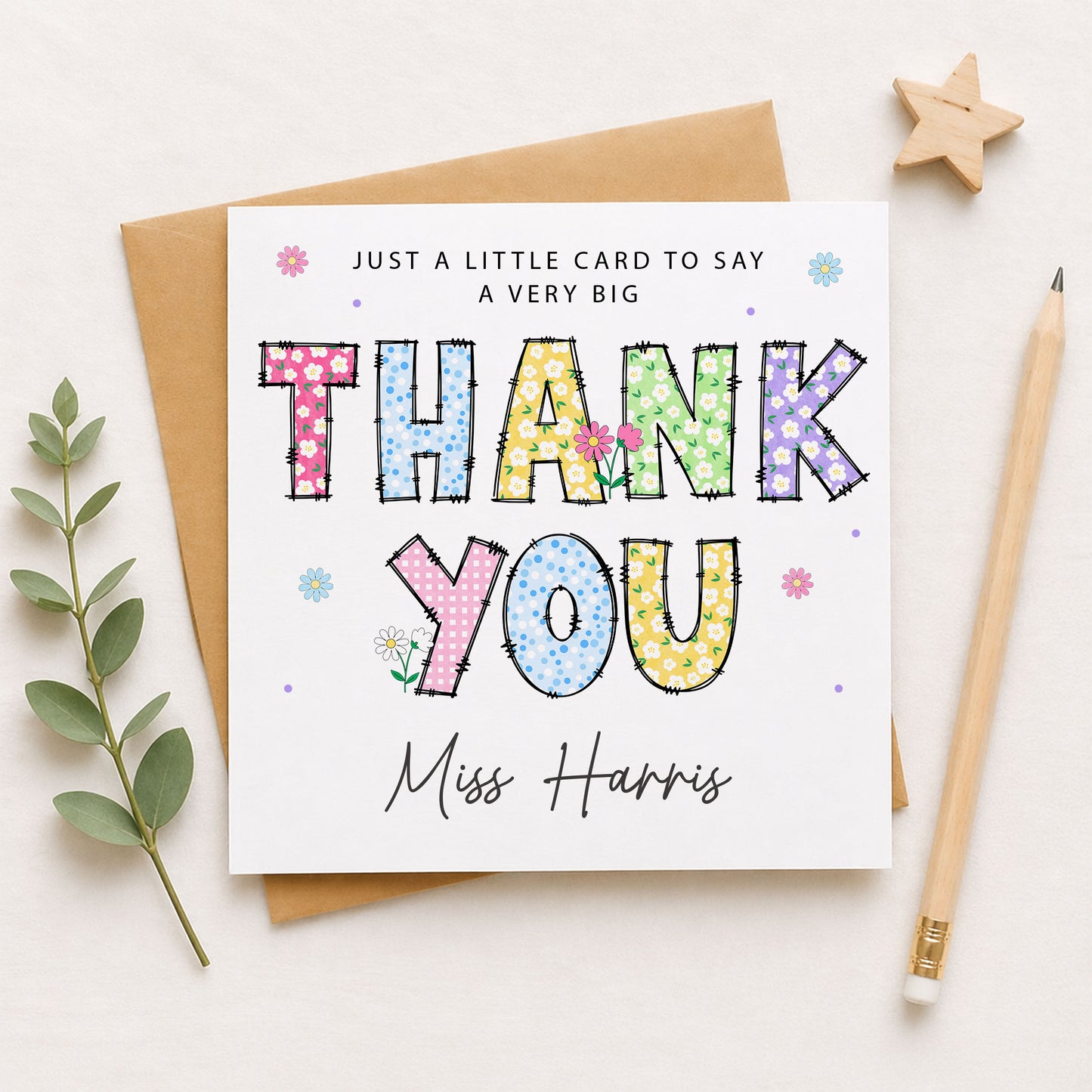 Colourful Thank You Card for Teacher Personalised