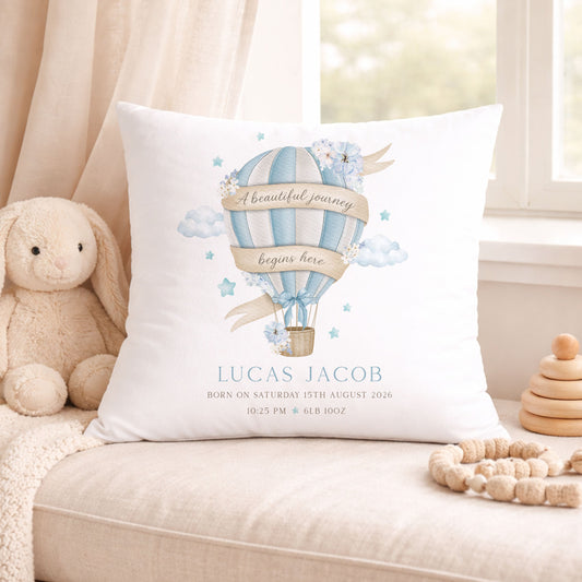 Baby Boy Hot Air Balloon Cushion