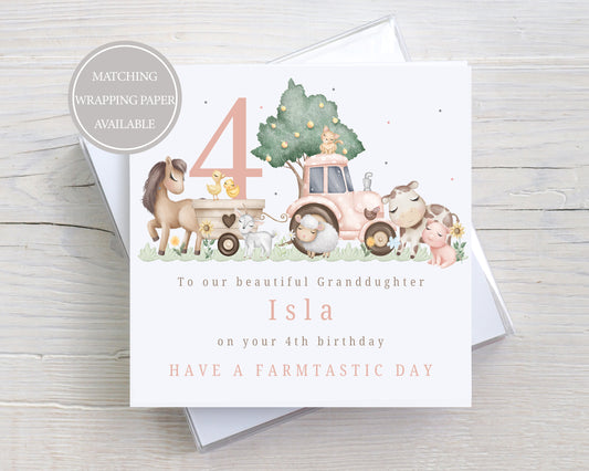 Personalised Girl's Farm Birthday Card