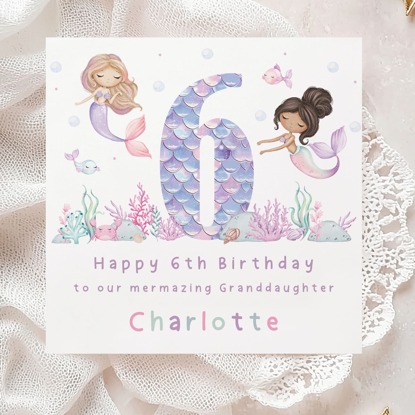 Personalised Girl's Mermaid Birthday Card