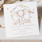 Personalised Girl's Pink Elephant Christening Baptism Naming Day Card