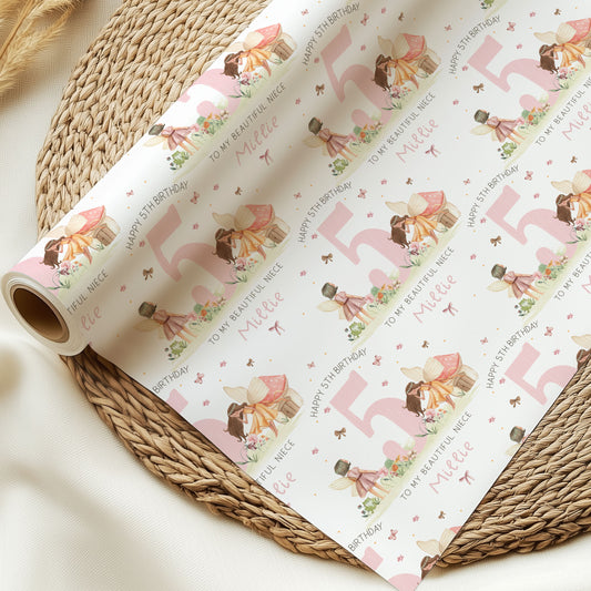 Personalised Girl's Fairy Birthday Gift Wrapping Paper