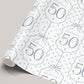 Personalised 50th Birthday Blue Floral Number Wrapping Paper