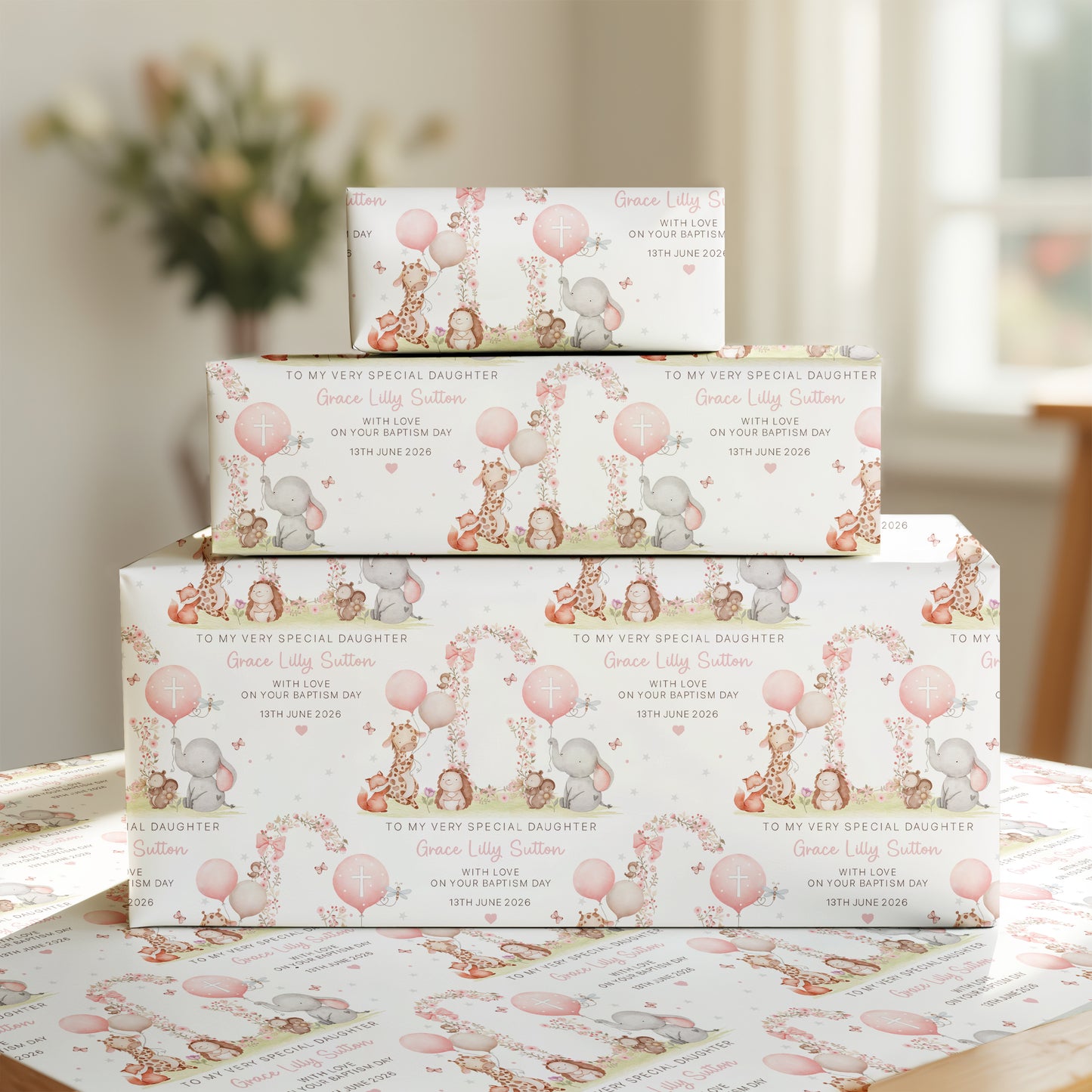 Personalised Granddaughter Christening, Baptism Wrapping Paper