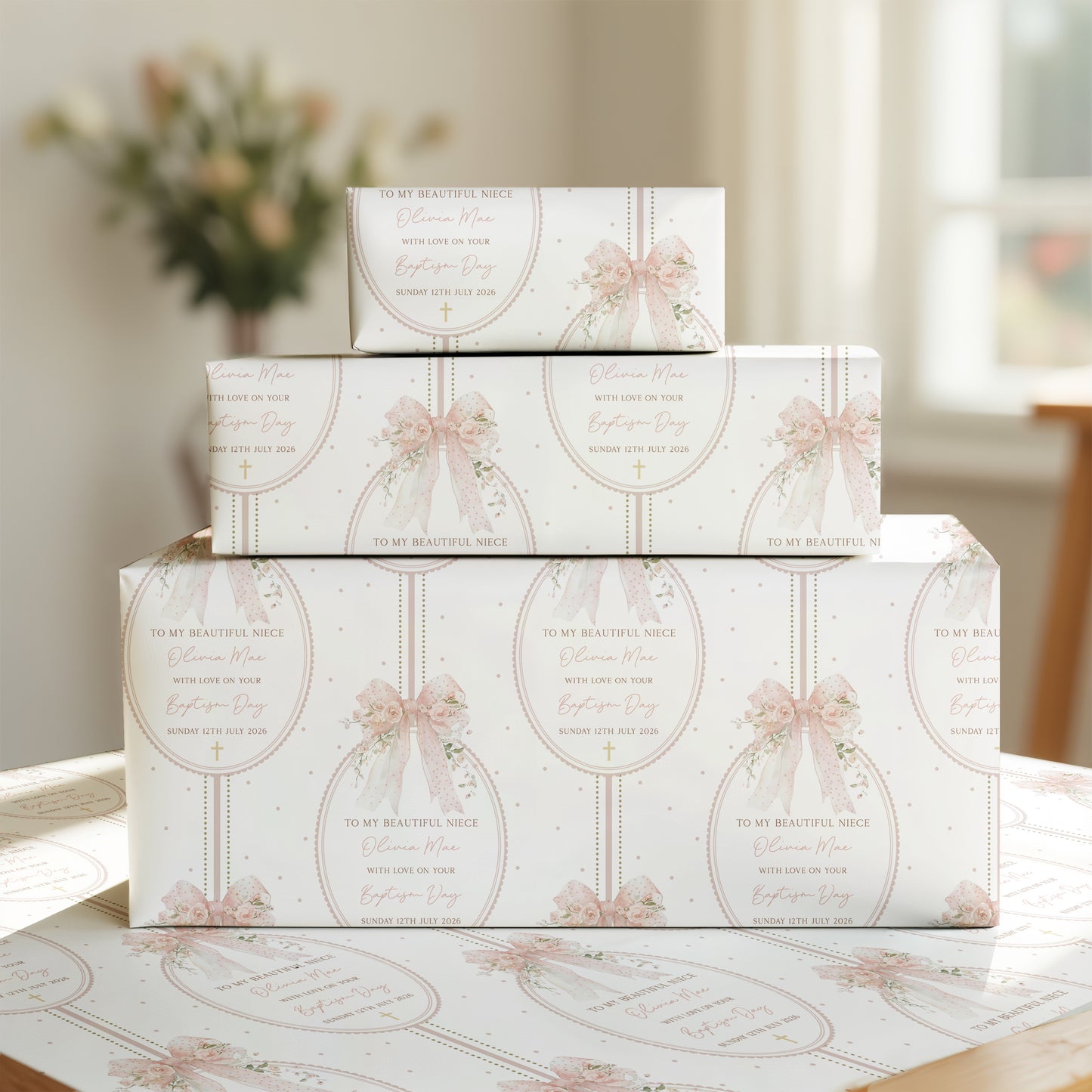 Personalised Goddaughter Christening, Baptism Wrapping Paper