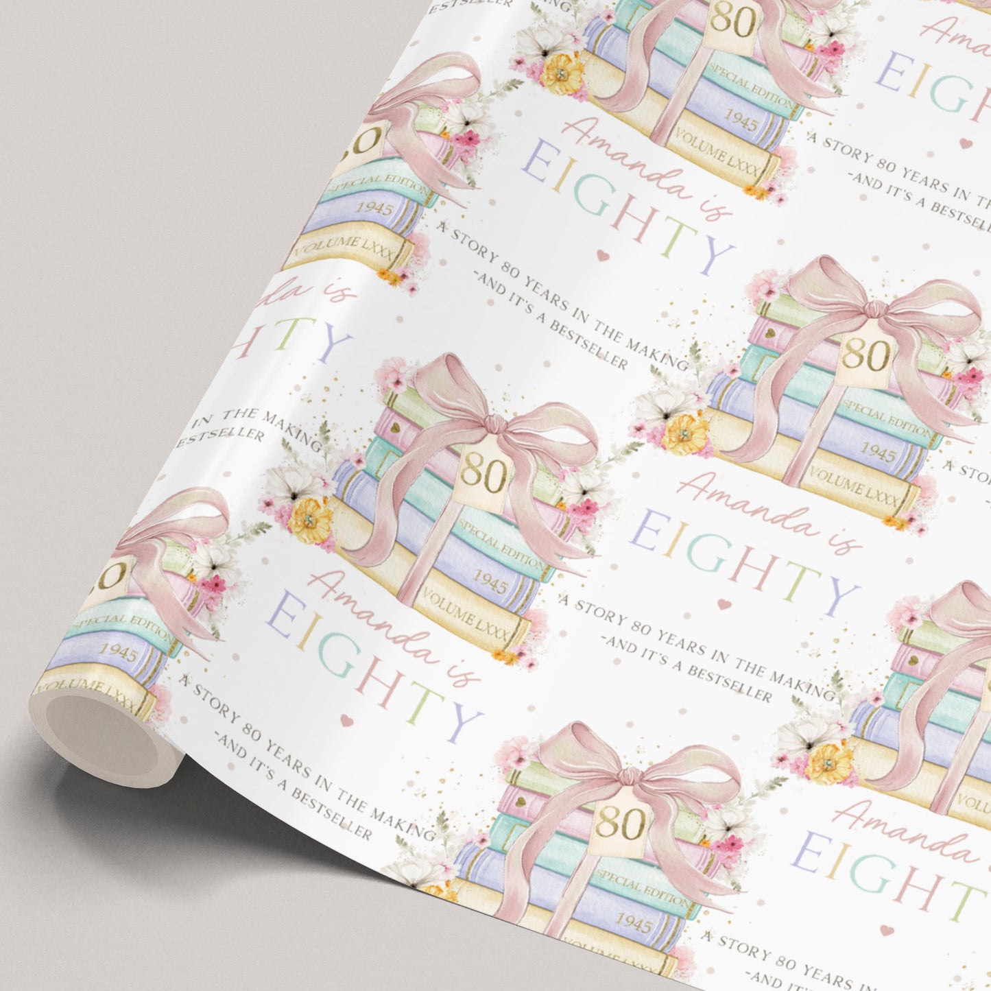 Personalised 80th Birthday Wrapping Paper For Mum