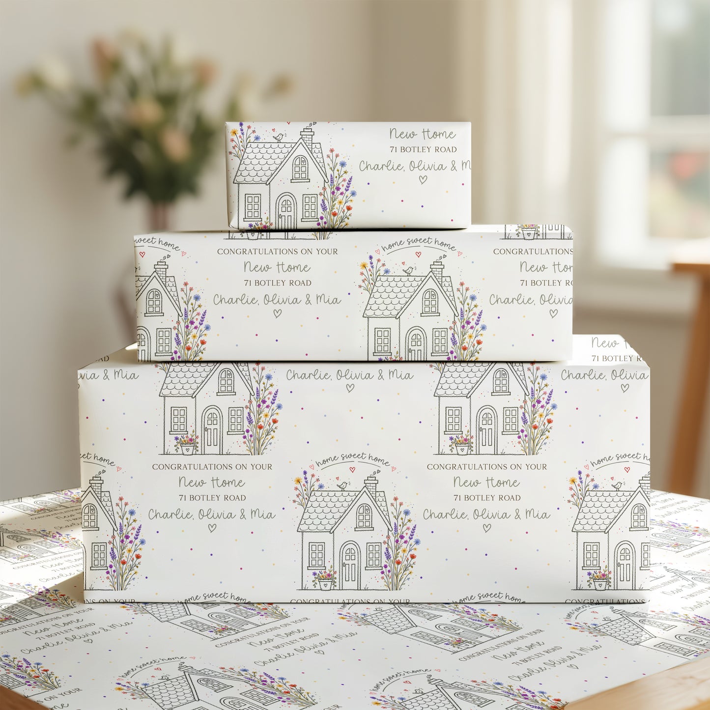 Personalised Home Sweet Home Wrapping Paper