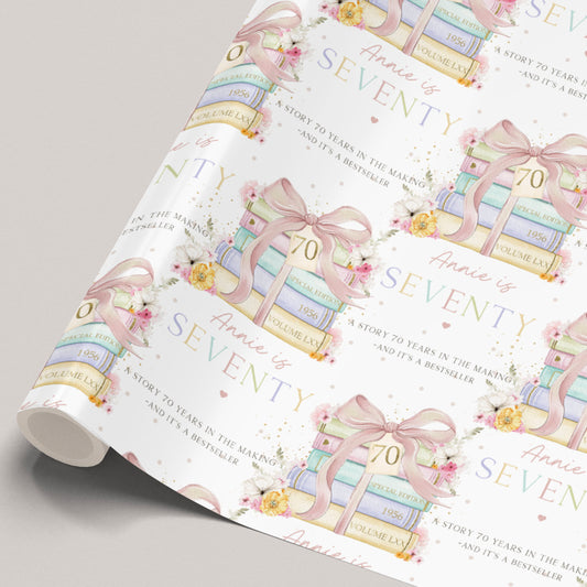 Custom 70th Birthday Wrapping Paper For Grandma