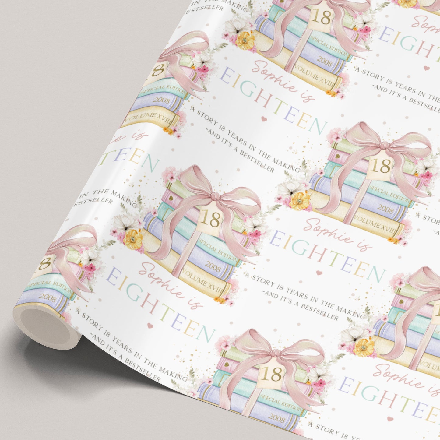 Personalised 18th Birthday Wrapping Paper Book Lover