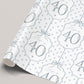 Personalised 40th Birthday Blue Floral Number Wrapping Paper
