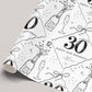Personalised Black & White 30th Birthday Wrapping Paper