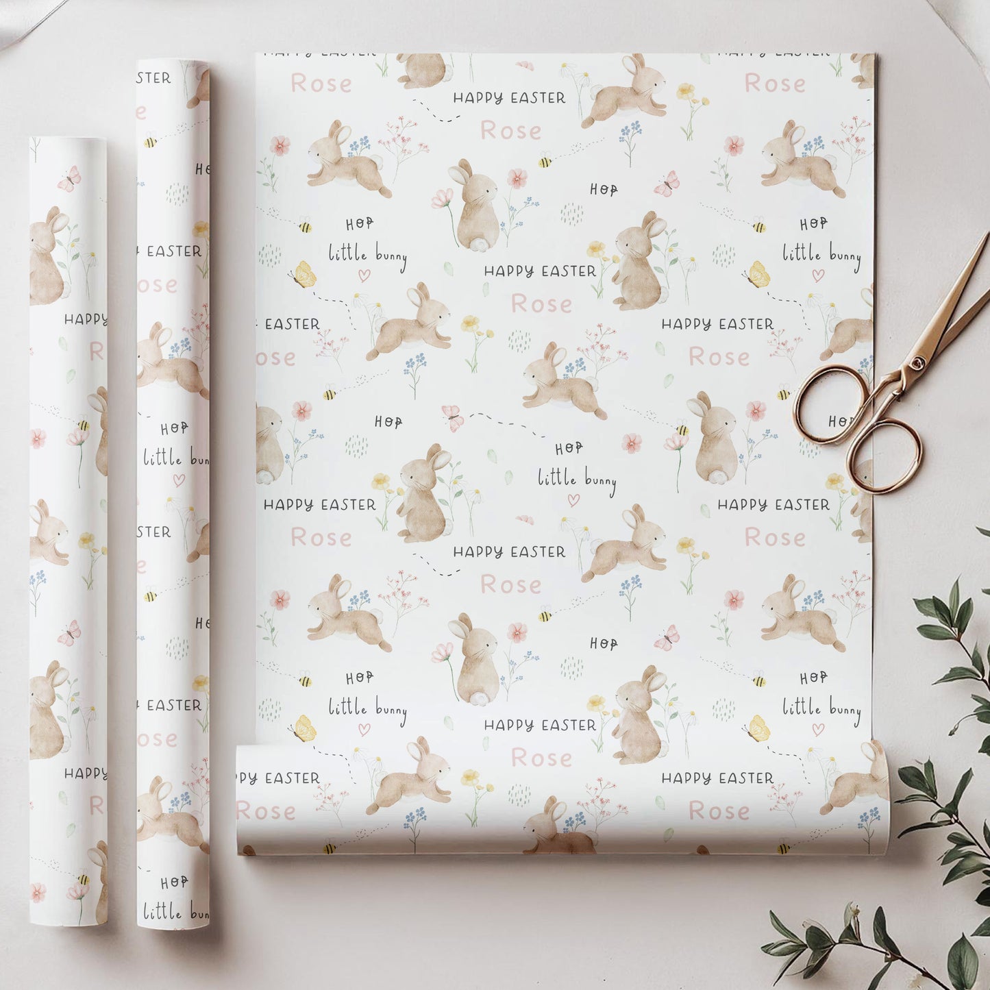 Personalised Girl's Easter Bunny Wrapping Paper