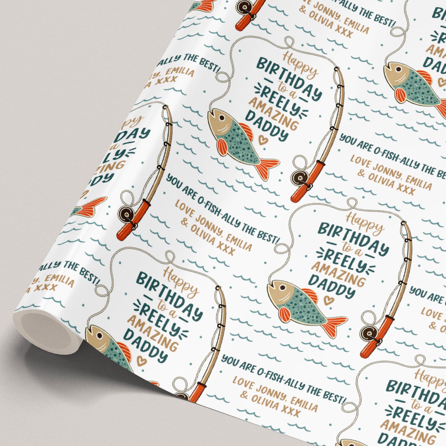 Personalised Fishing Birthday Gift Wrapping Paper