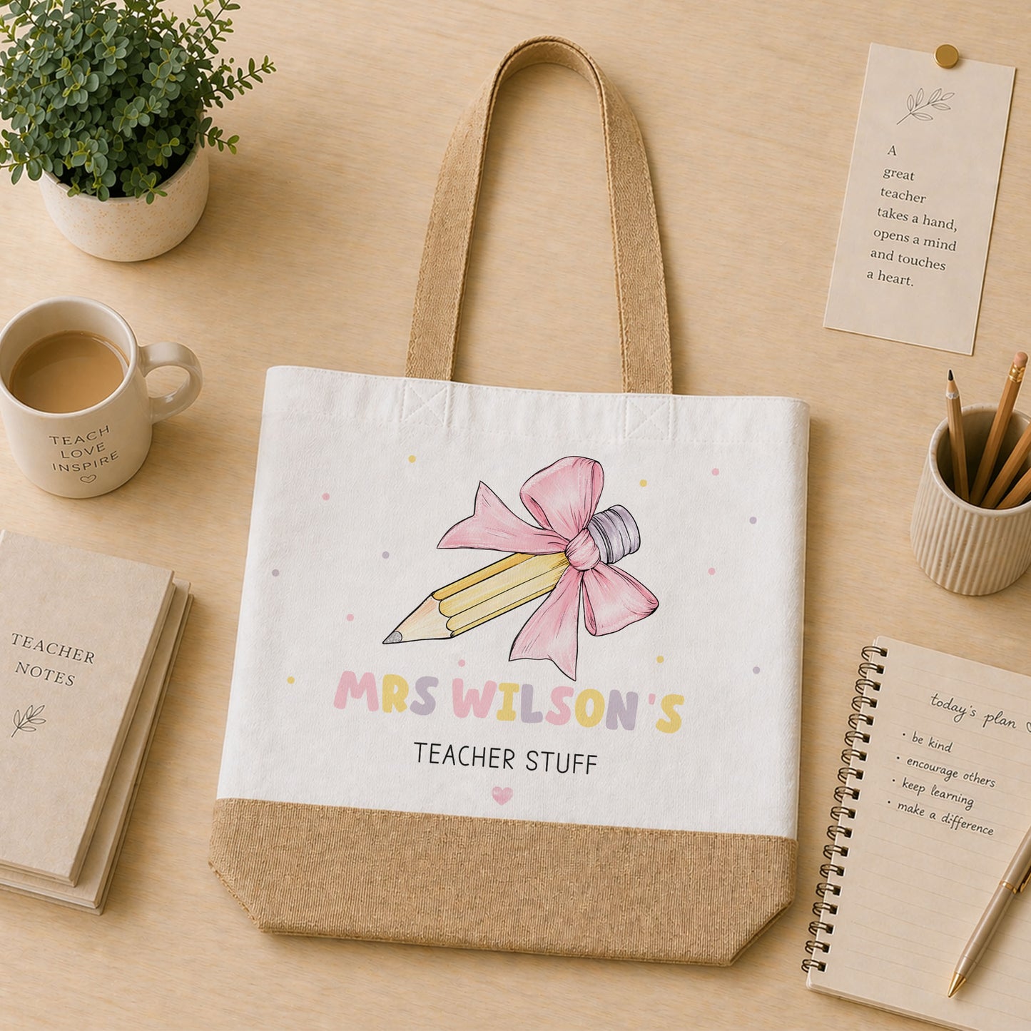 Custom Teacher Jute Bag