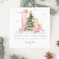 Personalised Baby Girl's Pink First Christmas Card