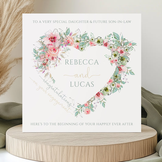 Personalised Floral Heart Engagement Card