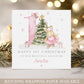 Personalised Baby Girl's Pink First Christmas Card