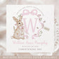 Personalised Girl's Pink Rabbit Christening Baptism Naming Day Card