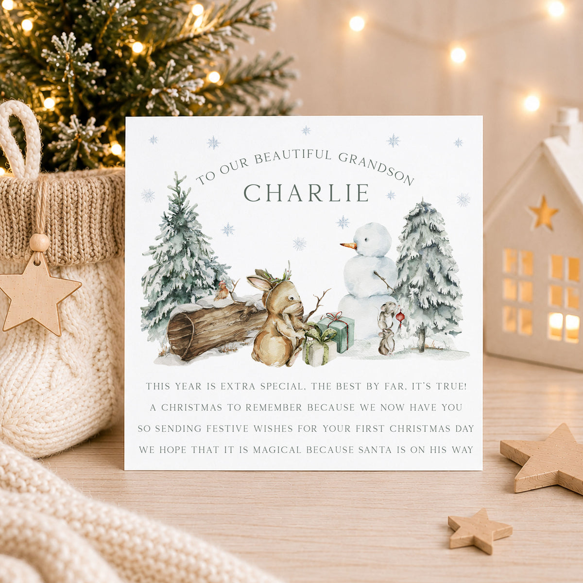 Personalised Nephew First Christmas Card