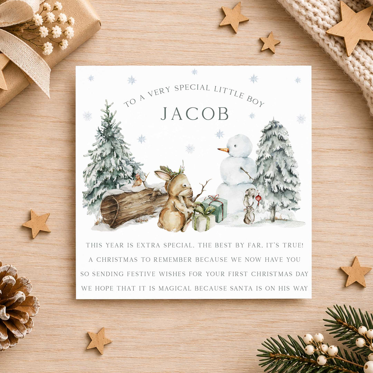 Personalised Nephew First Christmas Card