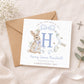 Personalised Blue Bunny Christening Baptism Card