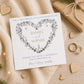 Personalised First Christmas as Mr & Mrs card with festive heart design, names, surname and chosen family relation.