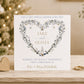 Personalised First Christmas as Mr & Mrs card with festive heart design, names, surname and chosen relation.