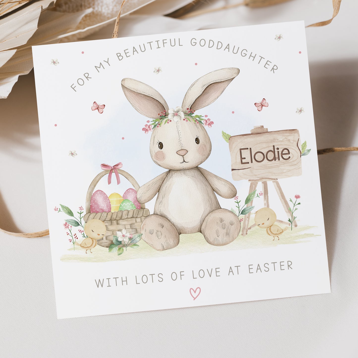 Personalised Girl's Bunny Easter Card