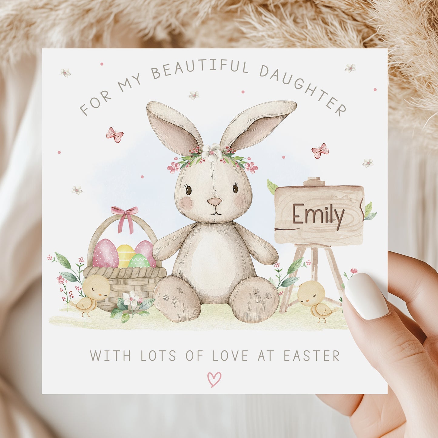 Personalised Girl's Bunny Easter Card