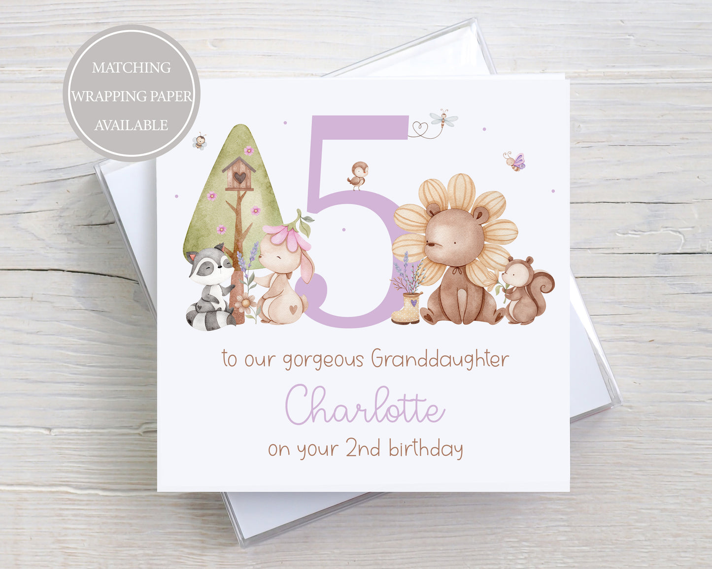 Personalised Girl's Woodland Birthday Card