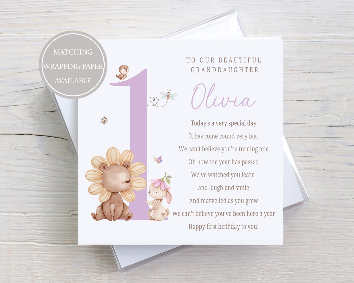 Personalised Girl's 1st Birthday Card