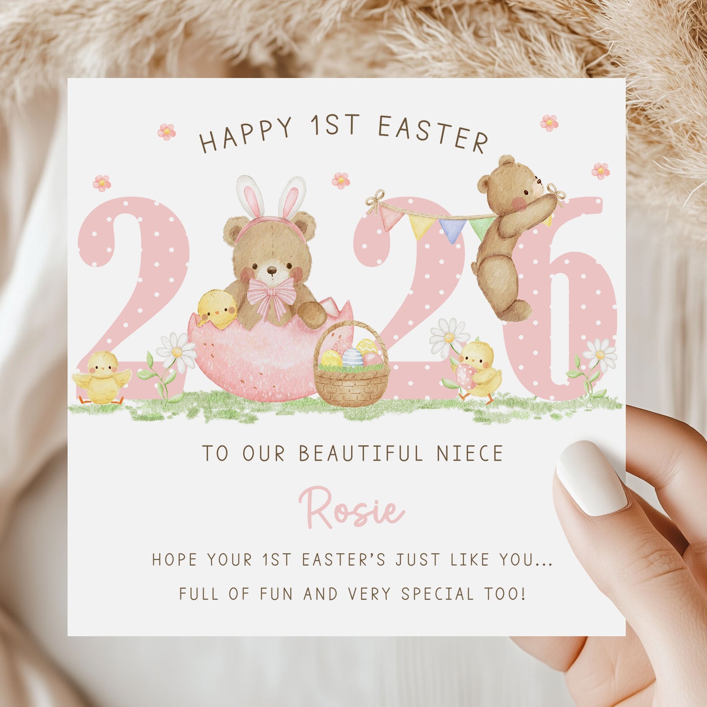 Personalised Girl's First Easter Card