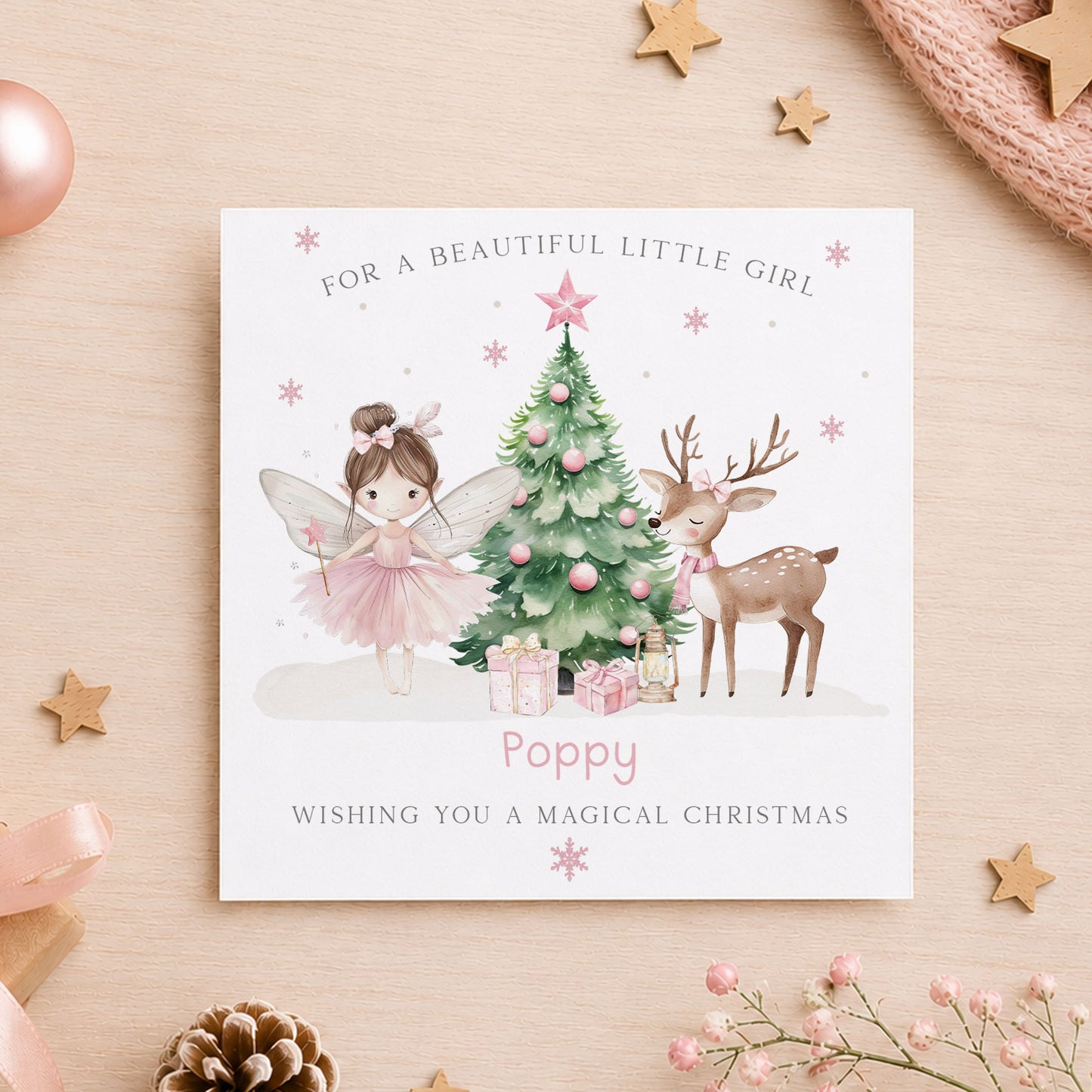 Personalised Christmas Wrapping Paper for Granddaughter – Pink Fairy