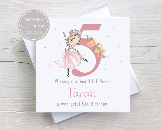 Personalised Girl's Ballerina Birthday Card