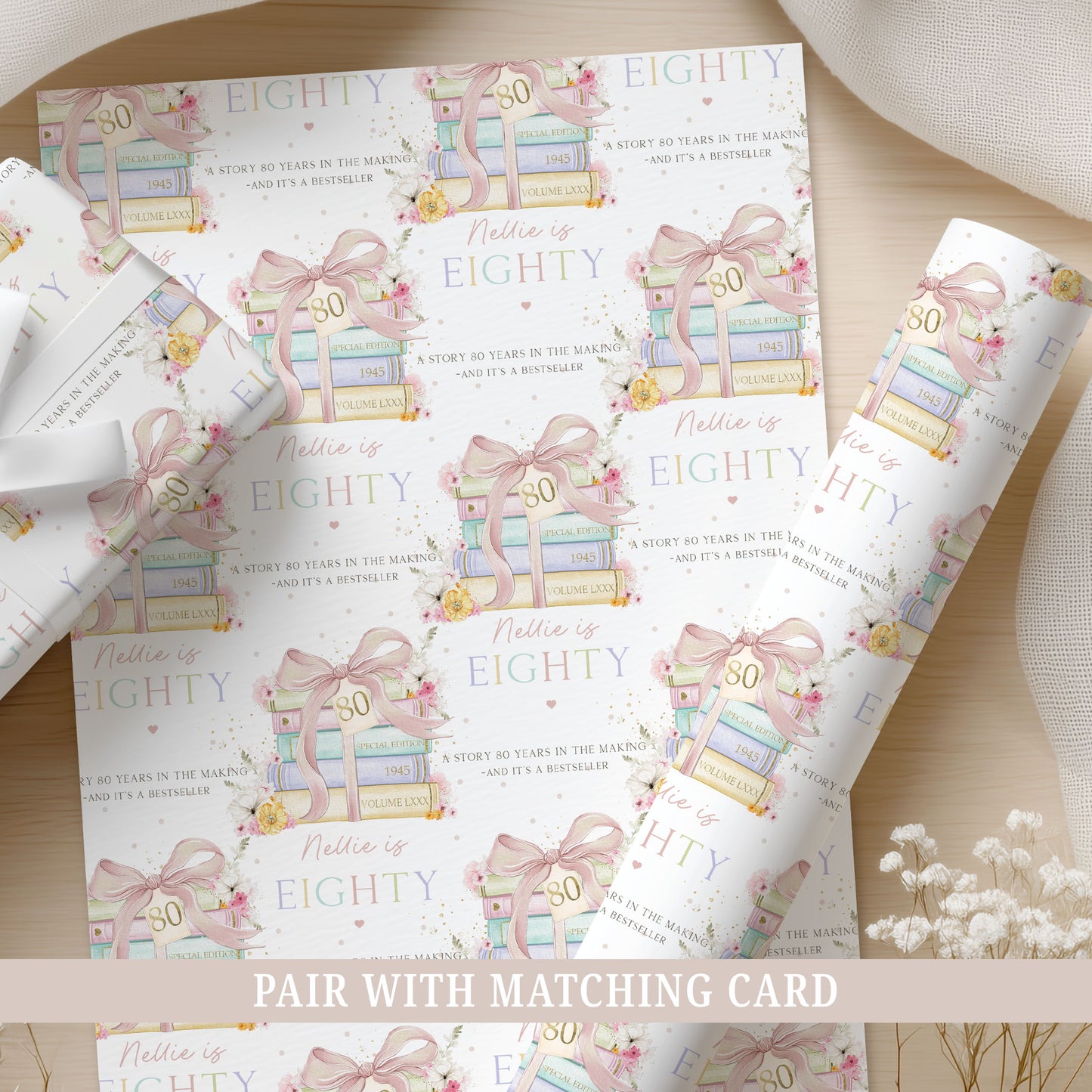 Personalised 80th Birthday Wrapping Paper For Mum