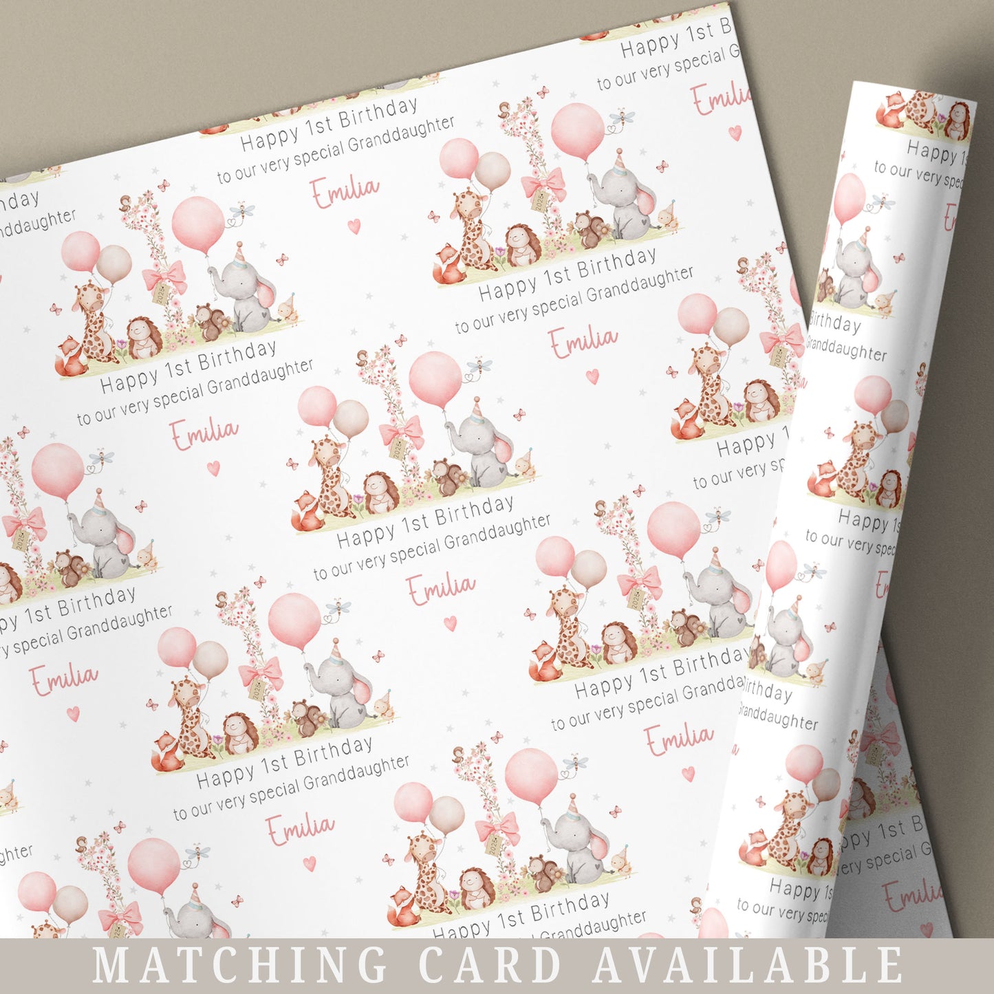 Personalised Girl's 1st Birthday Gift Wrapping Paper