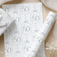 Personalised 50th Birthday Blue Floral Number Wrapping Paper