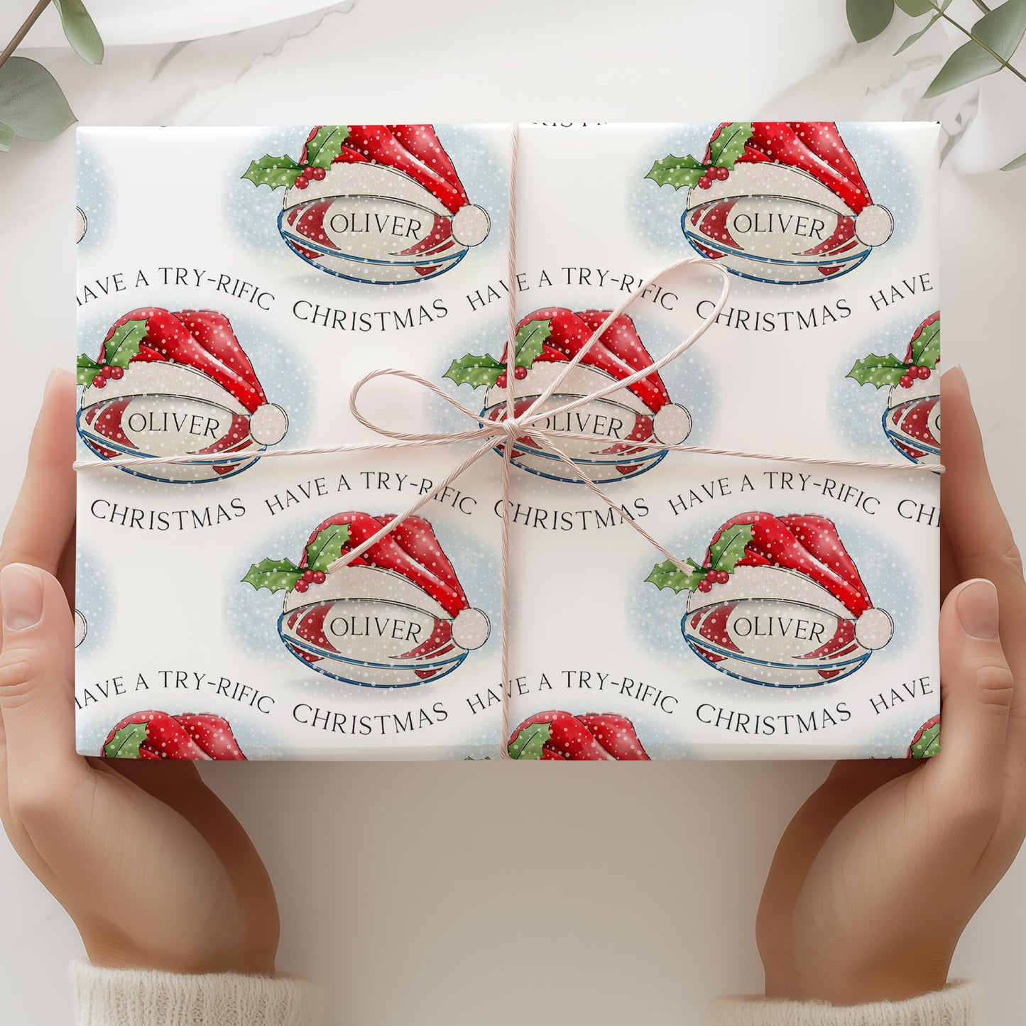 Personalised Christmas Rugby Gift Wrapping Paper