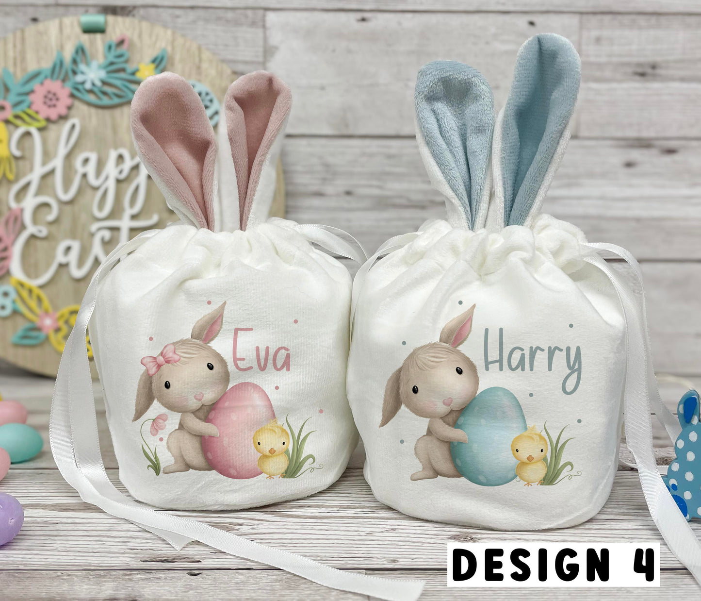 Personalised Small Easter Bunny Drawstring Bag - 4 Designs