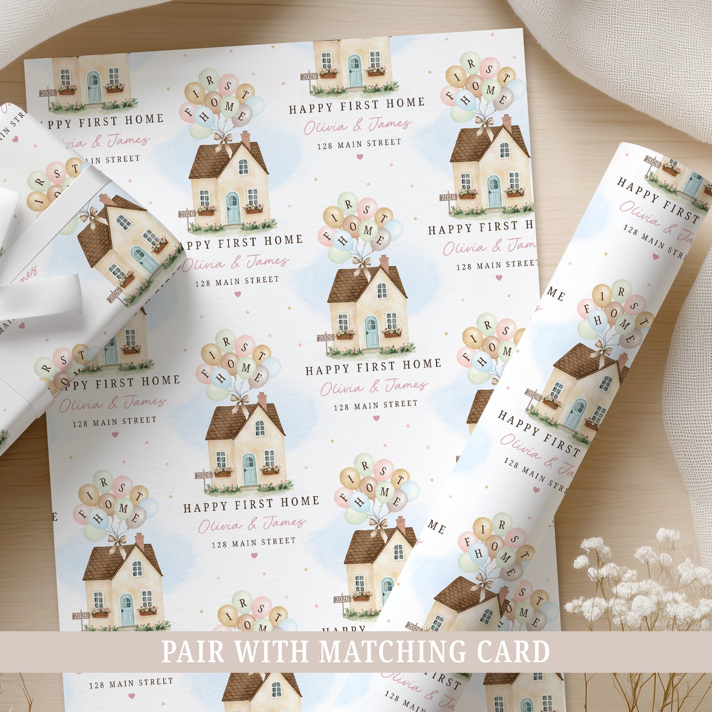 Personalised First Home Balloons Wrapping Paper
