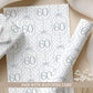 Personalised 30th birthday floral number wrapping paper with blue polka dot background and personalised name.