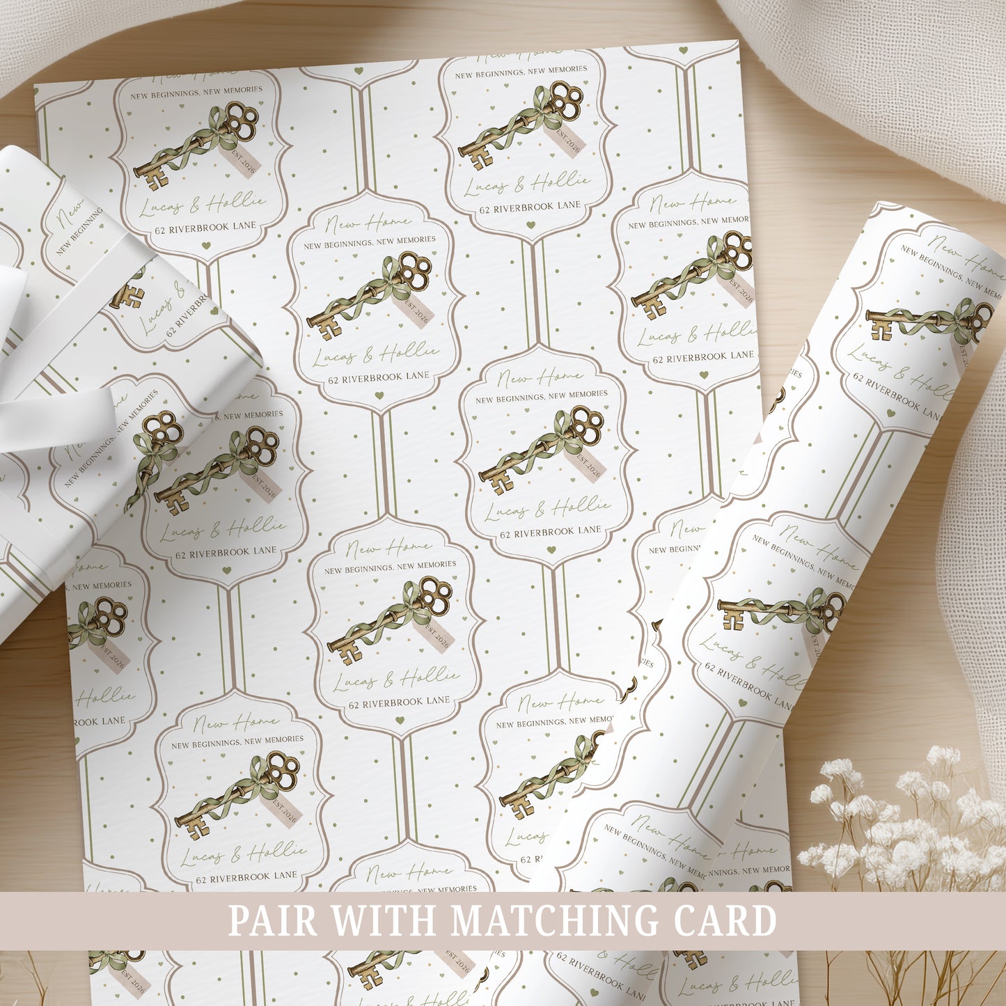 Personalised New Home Vintage Key Wrapping Paper