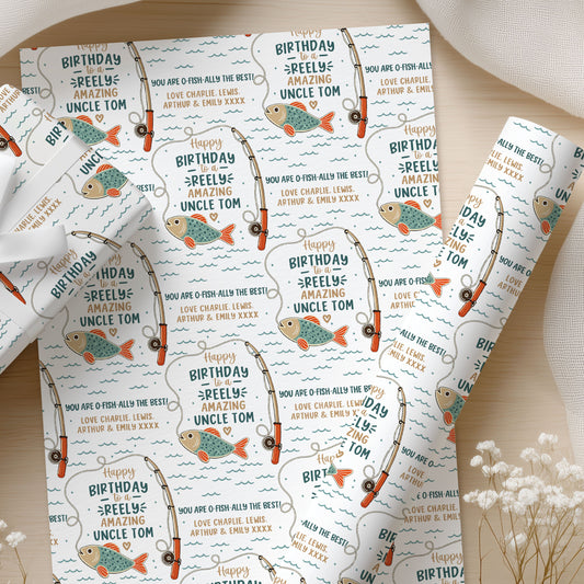 Personalised Fishing Birthday Gift Wrapping Paper