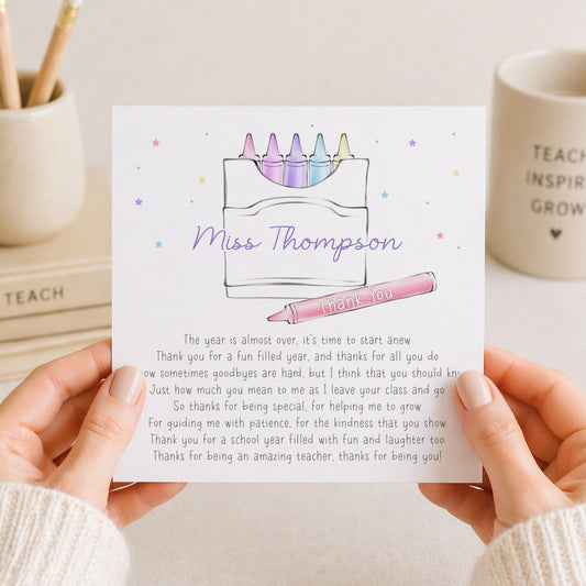 Personalised Teacher Thank You Card