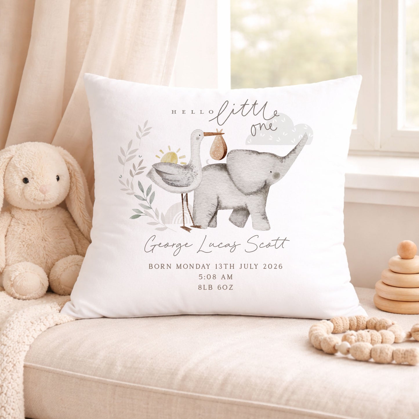 Personalised New Baby Cushion