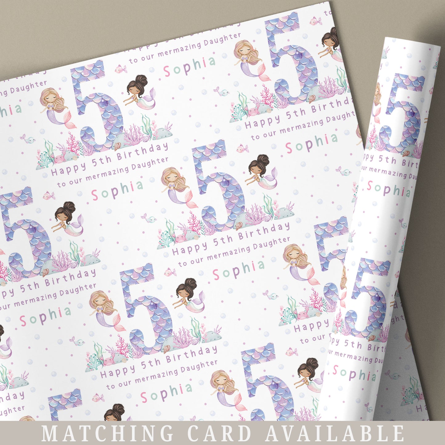 Personalised Girl's Mermaid Birthday Gift Wrapping Paper