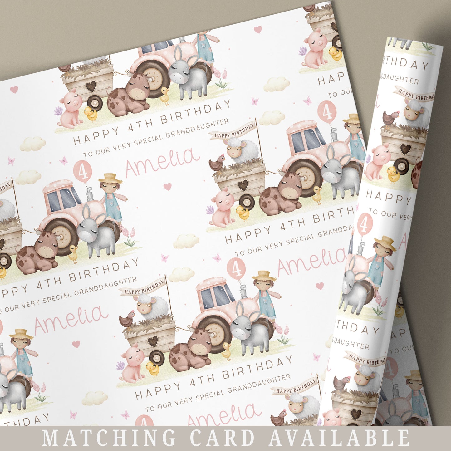 Personalised Girl's Farm Birthday Gift Wrapping Paper